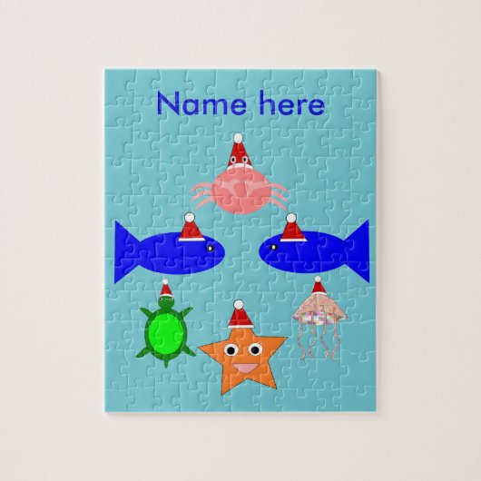Weihnachtsmeerwesen Personalisiert Puzzle (Vertikal)
