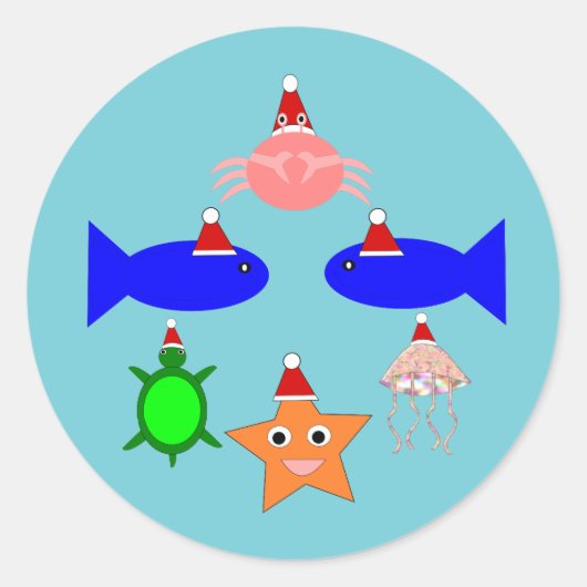 Weihnachtsmeerwesen Runder Aufkleber (Vorderseite)