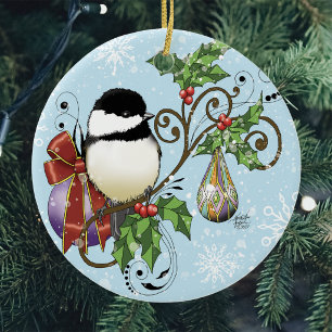 Weihnachtsmeise Keramik Ornament