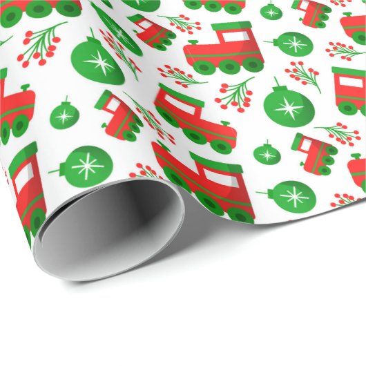 Weihnachtsmeisterin Holly Berries Ornament Pattern Geschenkpapier (Rolleneckpunkt)