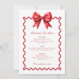 Weihnachtsmenü Karte Red Bow