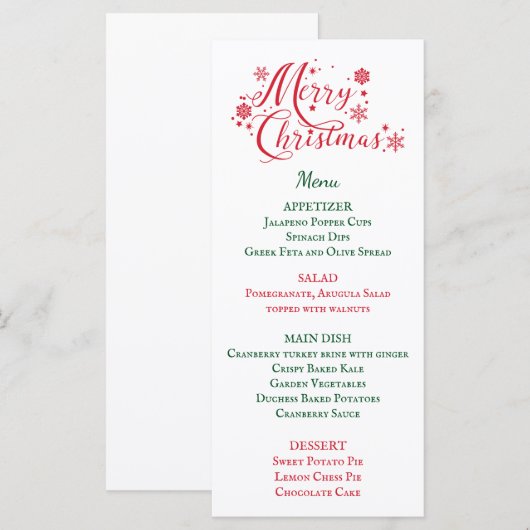 Weihnachtsmenü Menükarte (Vorne/Hinten)