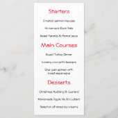 Weihnachtsmenü Menükarte (Rückseite)