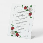 Weihnachtsmenü "Red & White Roses" Sockelschild (Vorderseite)
