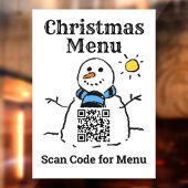 Weihnachtsmenü Snowman mit QR Code Fensteraufkleber