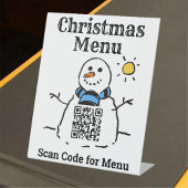 Weihnachtsmenü Snowman mit QR Code Pedestzeichen Sockelschild