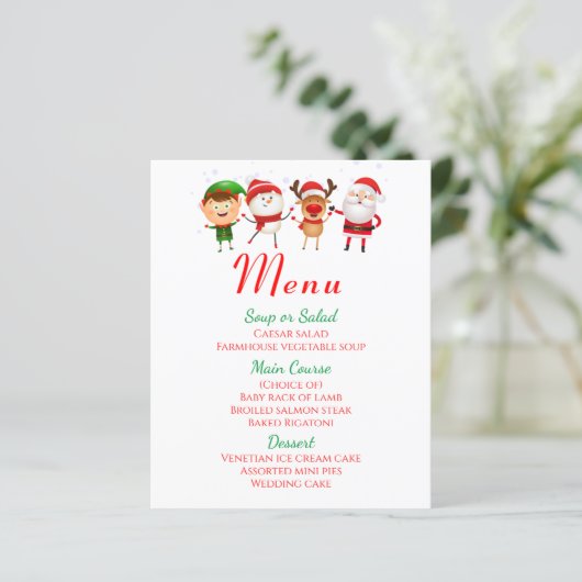 Weihnachtsmenü Weihnachtsmann Rot Grün (Stehend Vorderseite)