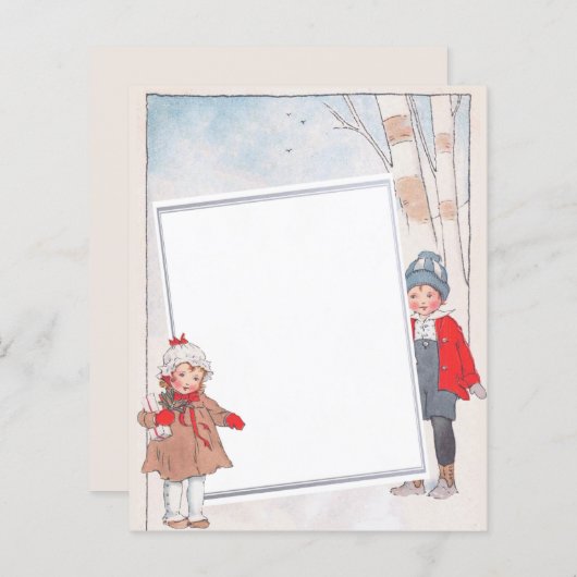 Weihnachtsmerkmal für Karten für Vintage Kinder (Vorne/Hinten)