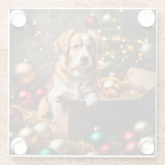 Weihnachtsmerkmal Glasuntersetzer (Rückseite)