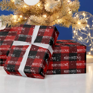 WeihnachtsMERRY CHRISTMAS Text auf Kariert Geschenkpapier