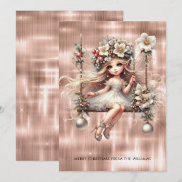 Weihnachtsmesse auf Sparkle Rose Gold Hintergrund Feiertagskarte