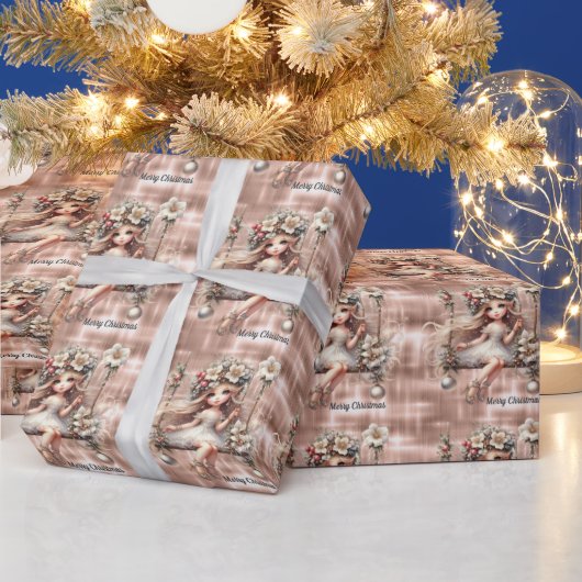 Weihnachtsmesse auf Sparkle Rose Gold Hintergrund Geschenkpapier (Feiertage)