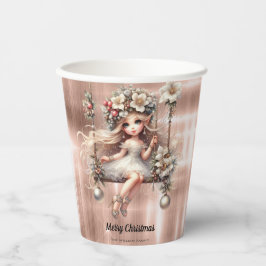 Weihnachtsmesse auf Sparkle Rose Gold Hintergrund Pappbecher