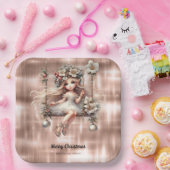 Weihnachtsmesse auf Sparkle Rose Gold Hintergrund Pappteller (Party)