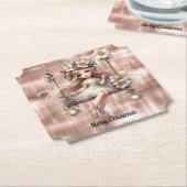 Weihnachtsmesse auf Sparkle Rose Gold Hintergrund Untersetzer (angewinkelt)