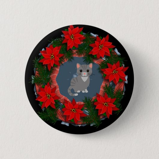 WeihnachtsMiezekatze Button (Vorderseite)