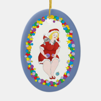 WeihnachtsMiezekatze-Helfer Keramik Ornament
