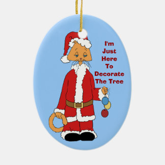 WeihnachtsMiezekatze-Helfer Keramikornament
