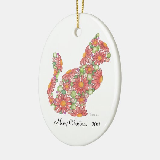 WeihnachtsMiezekatze-Verzierung Keramikornament (Links)