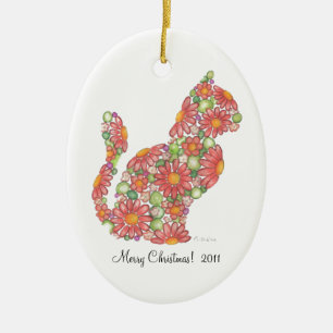 WeihnachtsMiezekatze-Verzierung Keramikornament