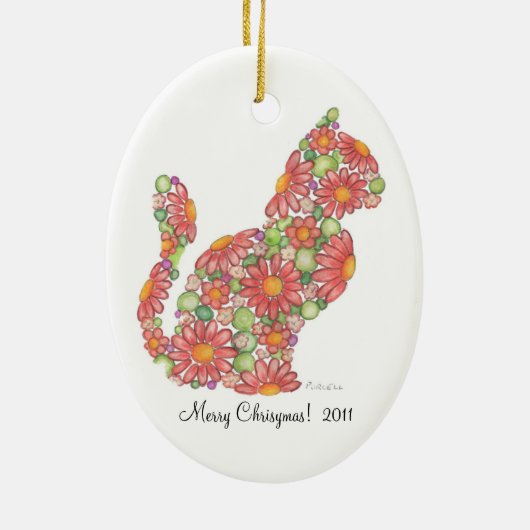 WeihnachtsMiezekatze-Verzierung Keramikornament (Hinten)