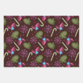 Weihnachtsmilben, Schneeflocken, Pfefferminzsticks Geschenkpapier Set (Vorderseite 2)