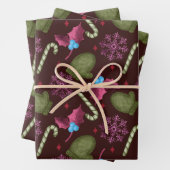 Weihnachtsmilben, Schneeflocken, Pfefferminzsticks Geschenkpapier Set (Beispiel)