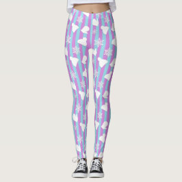 Weihnachtsmilben, Winterhut, weiße Schneeflocken Leggings