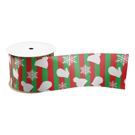 Weihnachtsmilben, Winterhütten und Schneeflocken R Satinband (Spule)
