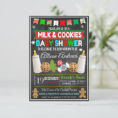 Weihnachtsmilch und Cookies Kinderdusche Einladung (Stehend Vorderseite)