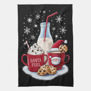 Weihnachtsmilch und Cookies Latte Family Xmas Geschirrtuch