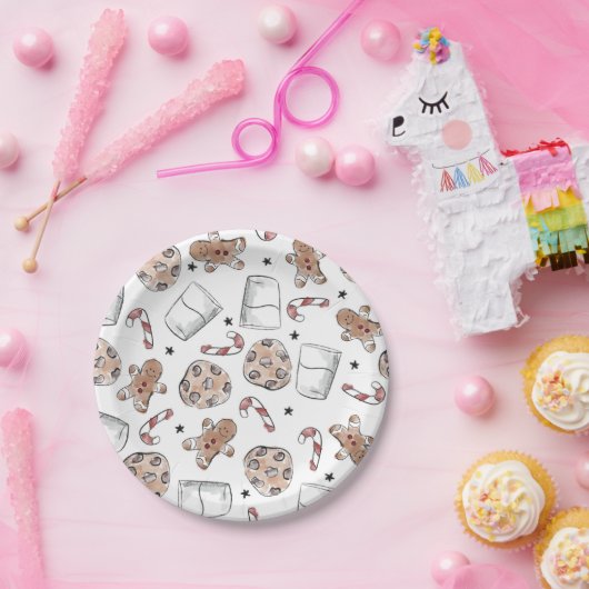 Weihnachtsmilch und Cookies Pappteller (Party)