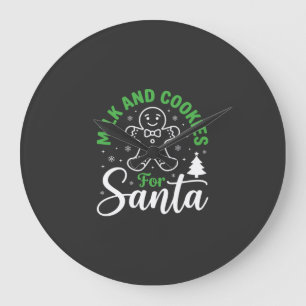 Weihnachtsmilch und Kekse für den Weihnachtsmann Große Wanduhr