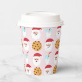 Weihnachtsmilch und Kekse mit rosa Hintergrundpapi Pappbecher (Links)