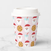 Weihnachtsmilch und Kekse mit rosa Hintergrundpapi Pappbecher (Rückseite)