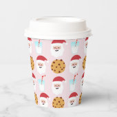 Weihnachtsmilch und Kekse mit rosa Hintergrundpapi Pappbecher (Vorderseite)