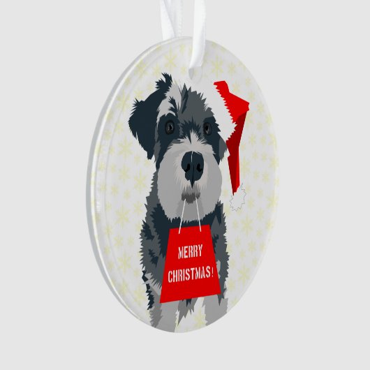Weihnachtsmini Schnauzer Weihnachtsmannmütze Ornament (Vorderseite)