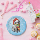Weihnachtsminiatur Poodle Pappteller (Party)