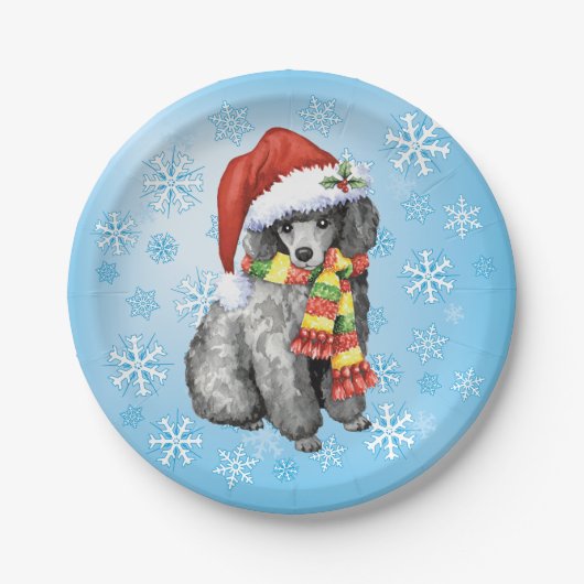 Weihnachtsminiatur Poodle Pappteller (Vorderseite)