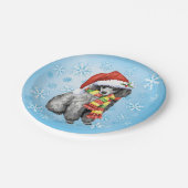 Weihnachtsminiatur Poodle Pappteller (Schrägansicht)
