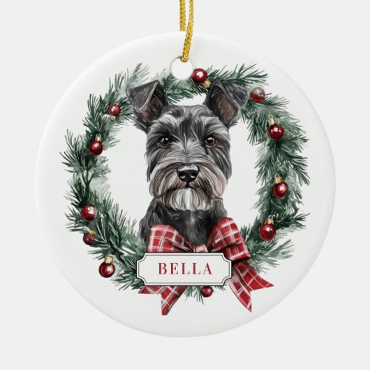 Weihnachtsminiatur Schnauzer Circle Ornament (Vorne)