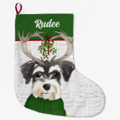 Weihnachtsminiatur Schnauzer mit Hundenname Großer Weihnachtsstrumpf (Vorderseite)