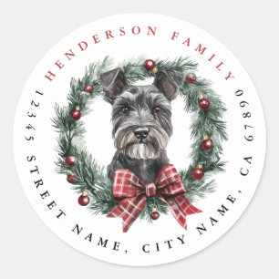Weihnachtsminiatur Schnauzer Round Stickers