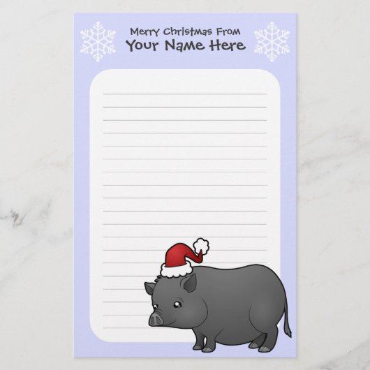 Weihnachtsminiatur-Schwein Briefpapier (Vorderseite)