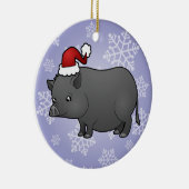 Weihnachtsminiatur-Schwein Keramik Ornament (Rechts)