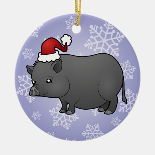 Weihnachtsminiatur-Schwein Keramik Ornament (Vorne)