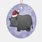 Weihnachtsminiatur-Schwein Keramik Ornament (Links)