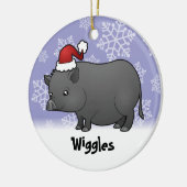 Weihnachtsminiatur-Schwein Keramikornament (Links)