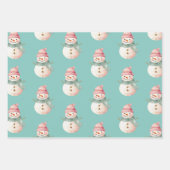 Weihnachtsminze Rosa Schneeflocken Candy Canes Sno Geschenkpapier Set (Vorderseite 3)