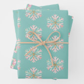 Weihnachtsminze Rosa Schneeflocken Candy Canes Sno Geschenkpapier Set (Beispiel)